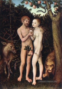 Adam et Eve 1533 religieuse Lucas Cranach l’Ancien Nu Peinture à l'huile